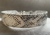 Leather Collar - Silver & White